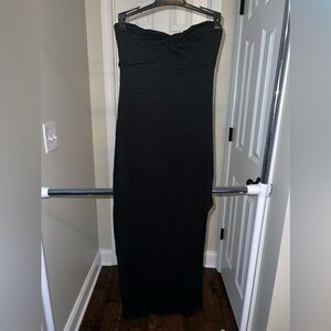 Strapless Midi Dress with slit